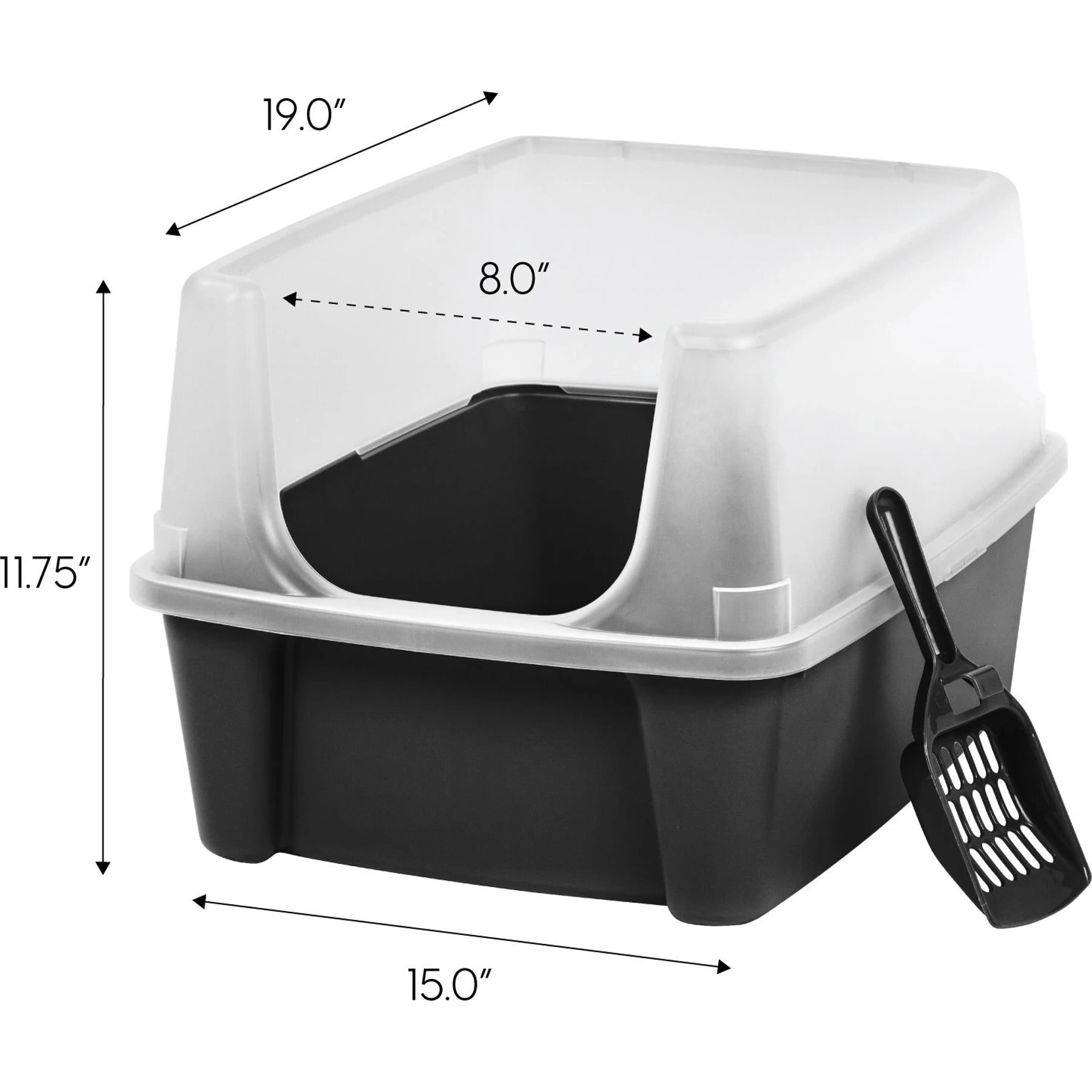 IRIS USA Open Top Litter Box With Scatter Shield & Scoop 4 IRIS USA Open Top Litter Box With Scatter Shield & Scoop - Image 2