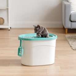 IRIS USA Large Round Top Entry Cat Litter Box & Scoop -Purrfect Litter Shop 156874 PT3. AC SS1800 V1680804036