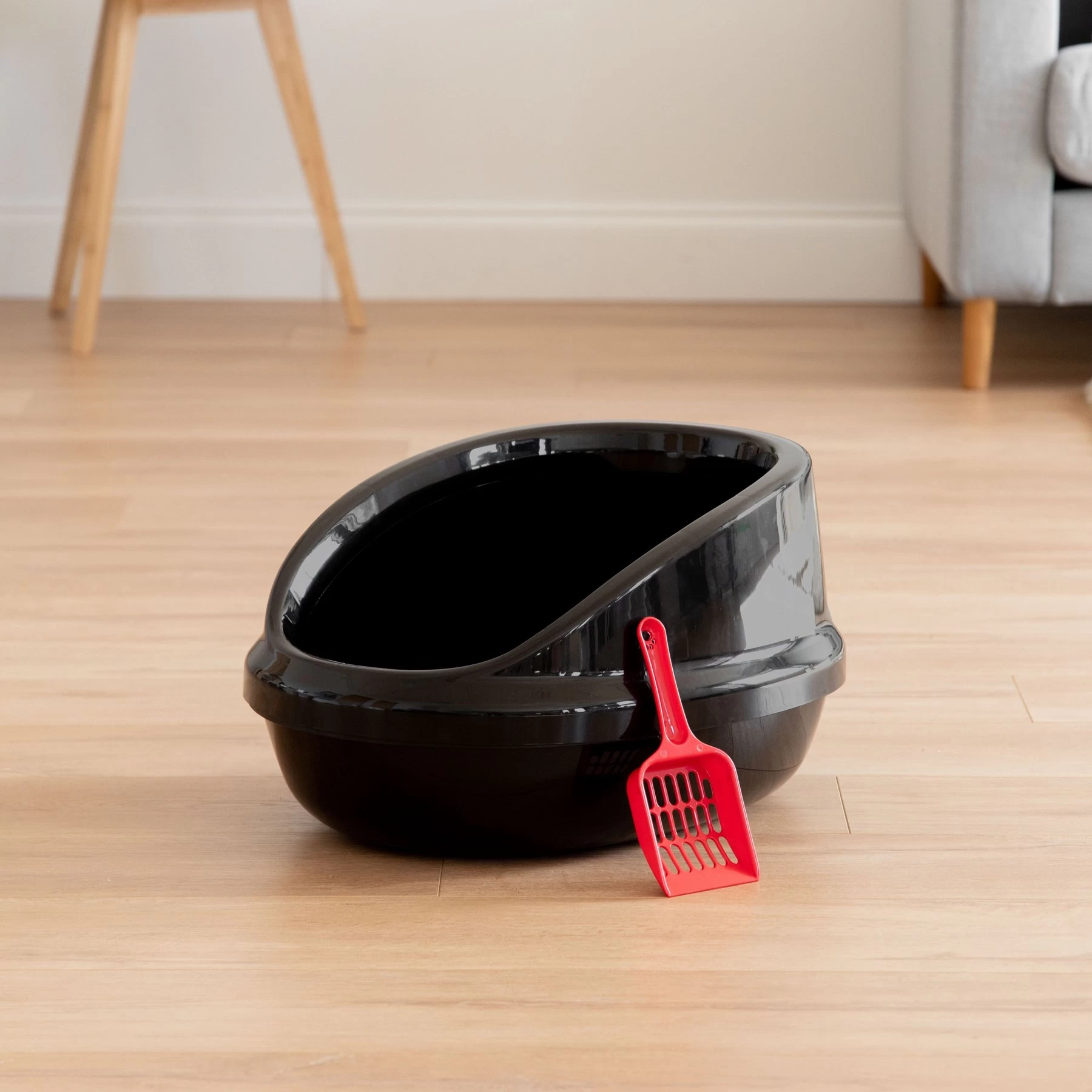 IRIS USA Large High-Back Open Top Cat Litter Pan With Scatter Shield & Scoop 6 IRIS USA Large High-Back Open Top Cat Litter Pan With Scatter Shield & Scoop - Image 4