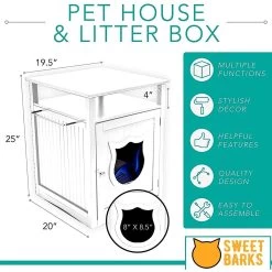 Sweet Barks Wooden Nightstand Cat Litter Box Enclosure -Purrfect Litter Shop 258689 PT3. AC SS1800 V1607642539