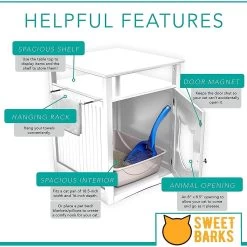 Sweet Barks Wooden Nightstand Cat Litter Box Enclosure -Purrfect Litter Shop 258689 PT4. AC SS1800 V1607642835