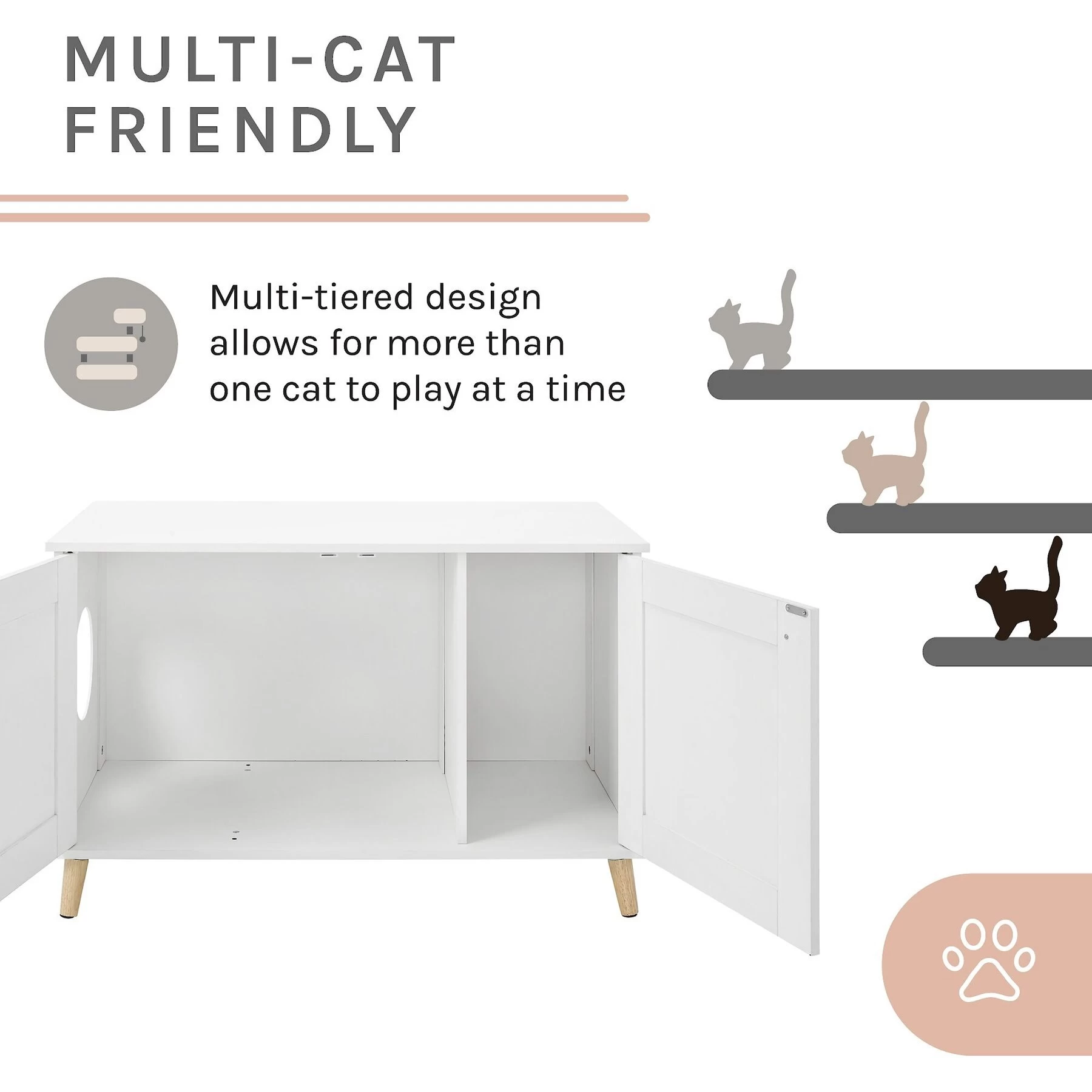 Sam's Pets Becky 24.5-in Cat Tree End Table & Litter Box Enclosure, White 6 Sam's Pets Becky 24.5-in Cat Tree End Table & Litter Box Enclosure, White - Image 4