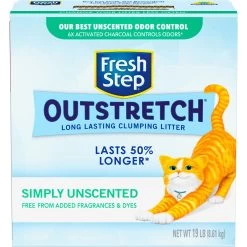Fresh Step Outstretch Concentrated Unscented Clumping Clay Cat Litter, 19-lb Box