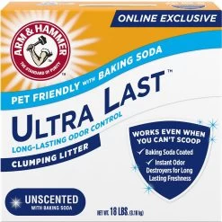 Arm & Hammer Litter Ultra Last Unscented Clumping Clay Cat Litter, 18-lb Box