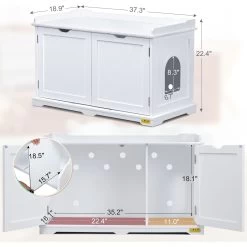 Coziwow By Jaxpety Wooden Storage Bench Cat Litter Box -Purrfect Litter Shop 333351 PT2. AC SS1800 V1670266465