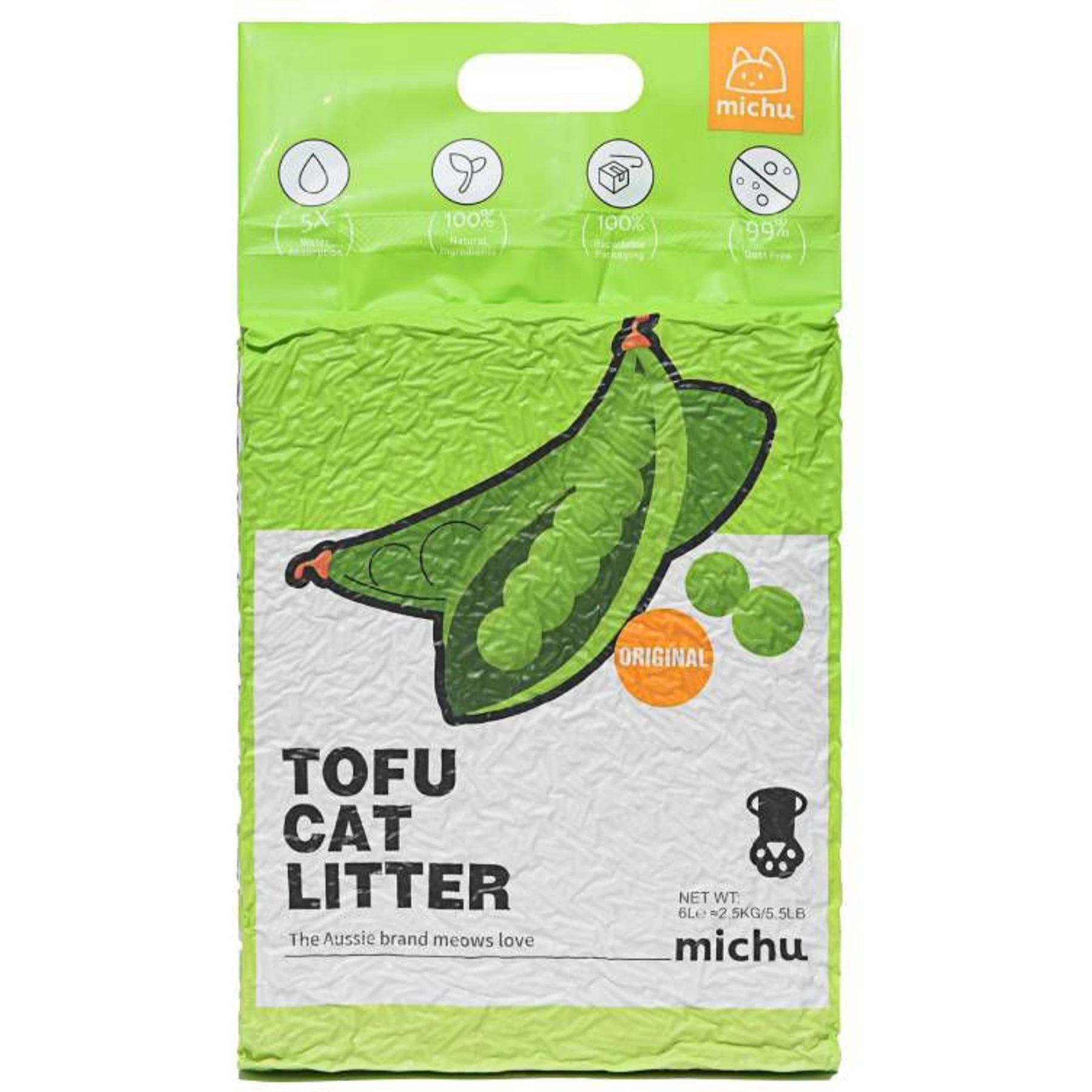 Michu Natural Clumping Flushable Tofu Cat Litter, 5.5-lbs Bag 3 Michu Natural Clumping Flushable Tofu Cat Litter, 5.5-lbs Bag