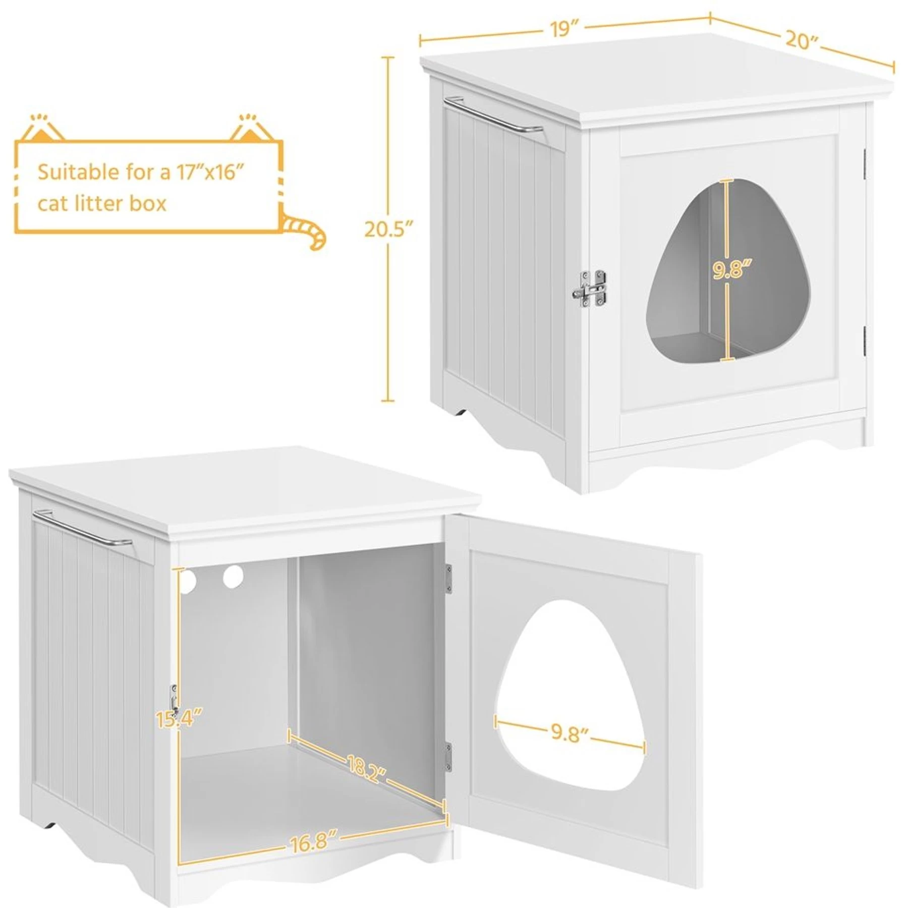 Yaheetech Washroom Bench Enclosed Cat House Cat Litter Box 5 Yaheetech Washroom Bench Enclosed Cat House Cat Litter Box - Image 3