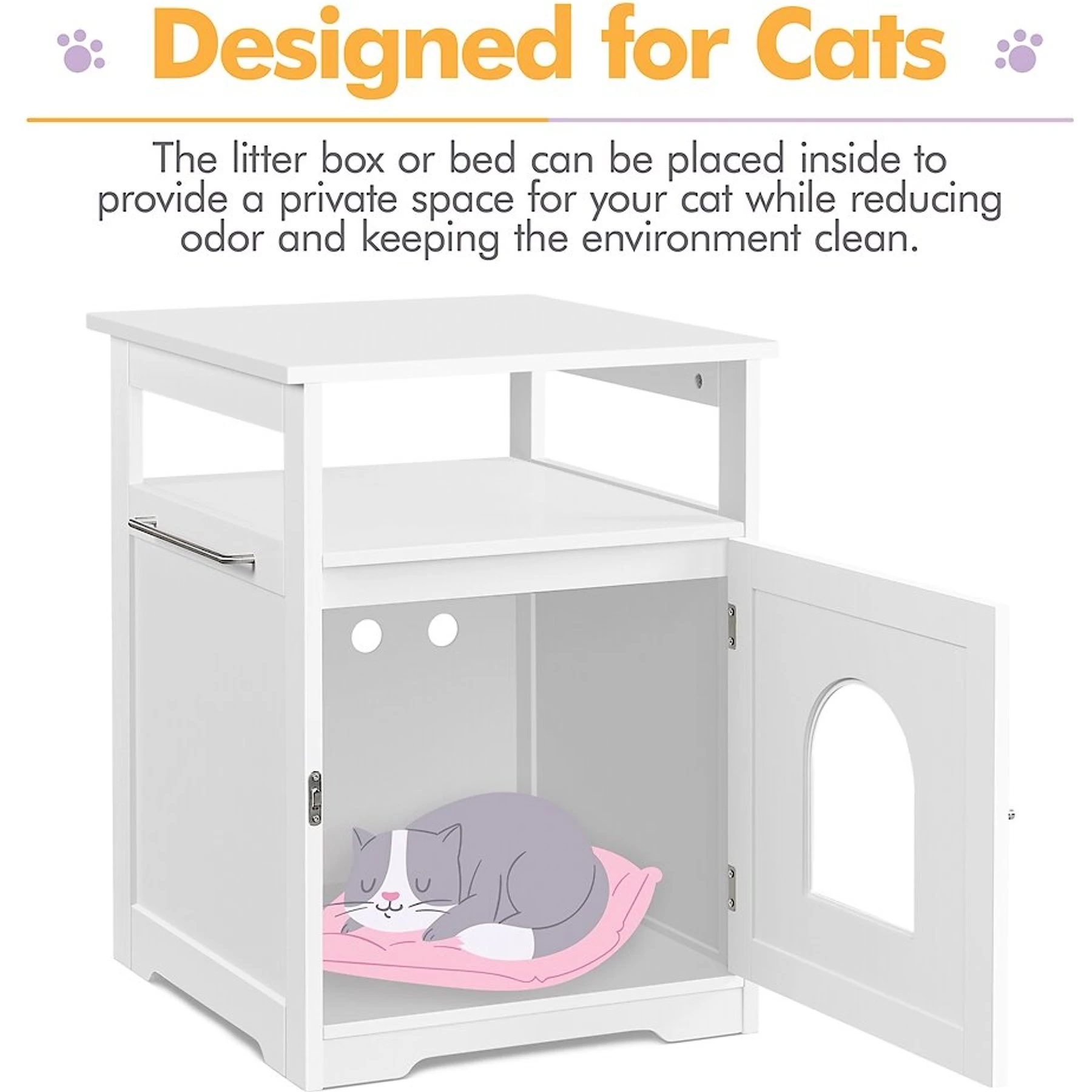 Yaheetech End Table Cat Litter Box Enclosure With Wooden Structure Open Shelf 8 Yaheetech End Table Cat Litter Box Enclosure With Wooden Structure Open Shelf - Image 6