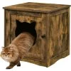 Sweet Barks Enclosed House Side Table Cat Litter Box, Rustic Brown -Purrfect Litter Shop 354503 MAIN. AC SS1800 V1640042244