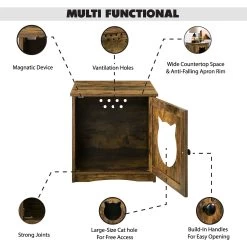 Sweet Barks Enclosed House Side Table Cat Litter Box, Rustic Brown -Purrfect Litter Shop 354503 PT4. AC SS1800 V1640043698