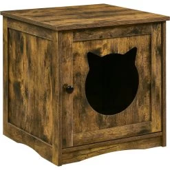 Sweet Barks Enclosed House Side Table Cat Litter Box, Rustic Brown -Purrfect Litter Shop 354503 PT8. AC SS1800 V1640043182