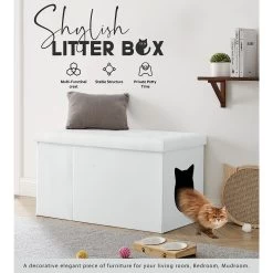 Sweet Barks Designer Enclosure Hidden Washroom Bench Ottoman Cat Litter Box -Purrfect Litter Shop 354508 PT1. AC SS1800 V1640041886