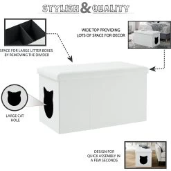 Sweet Barks Designer Enclosure Hidden Washroom Bench Ottoman Cat Litter Box -Purrfect Litter Shop 354508 PT3. AC SS1800 V1640042528