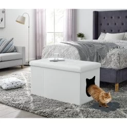 Sweet Barks Designer Enclosure Hidden Washroom Bench Ottoman Cat Litter Box -Purrfect Litter Shop 354508 PT5. AC SS1800 V1640044043