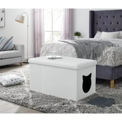Sweet Barks Designer Enclosure Hidden Washroom Bench Ottoman Cat Litter Box -Purrfect Litter Shop 354508 PT6. AC SS1800 V1640040397