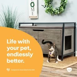Whisker Litter Box Bench Cat Furniture, Gray, Large -Purrfect Litter Shop 532078 PT6. AC SS1800 V1652397106