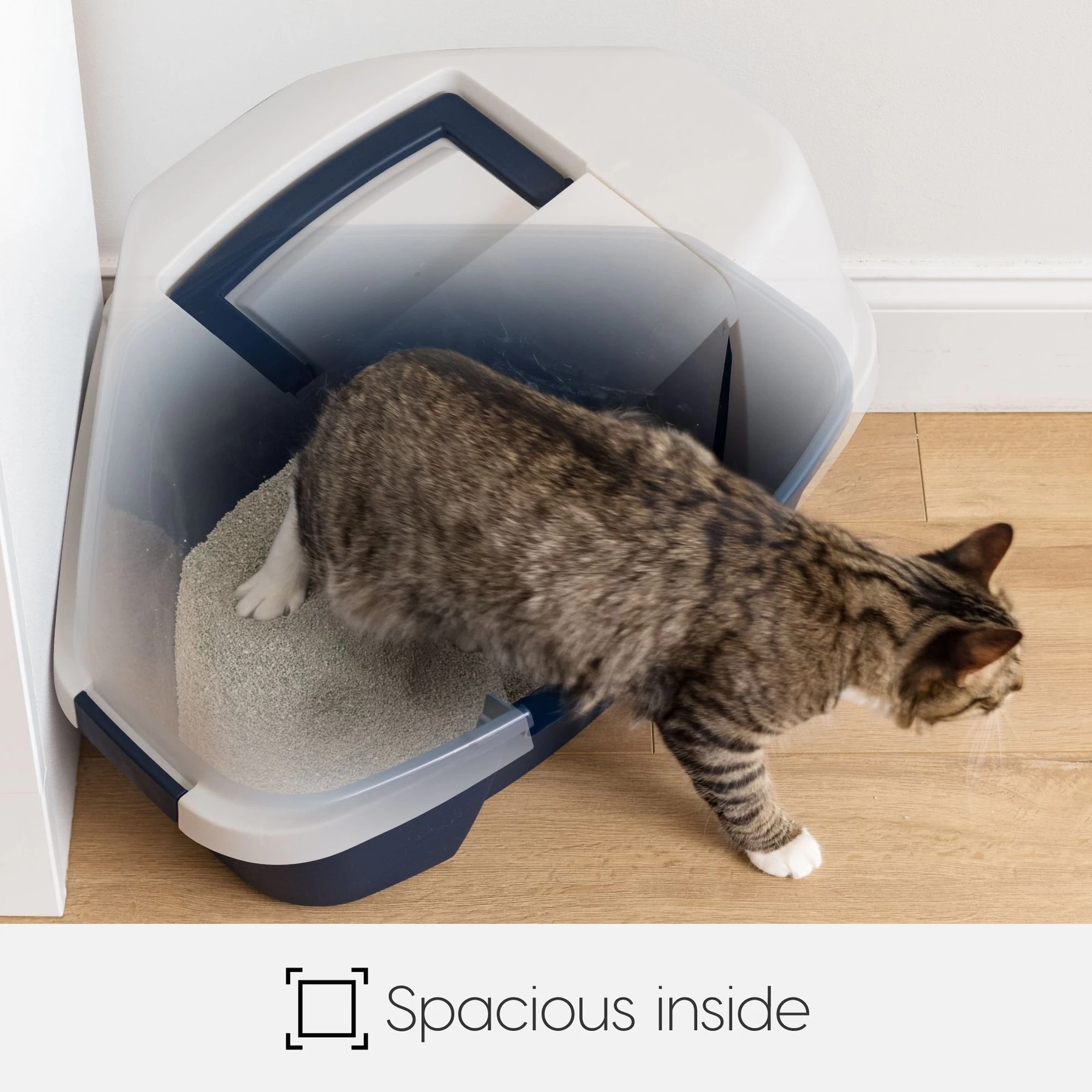 IRIS USA Hooded Corner Cat Litter Box With Front Door Flap 6 IRIS USA Hooded Corner Cat Litter Box With Front Door Flap - Image 4