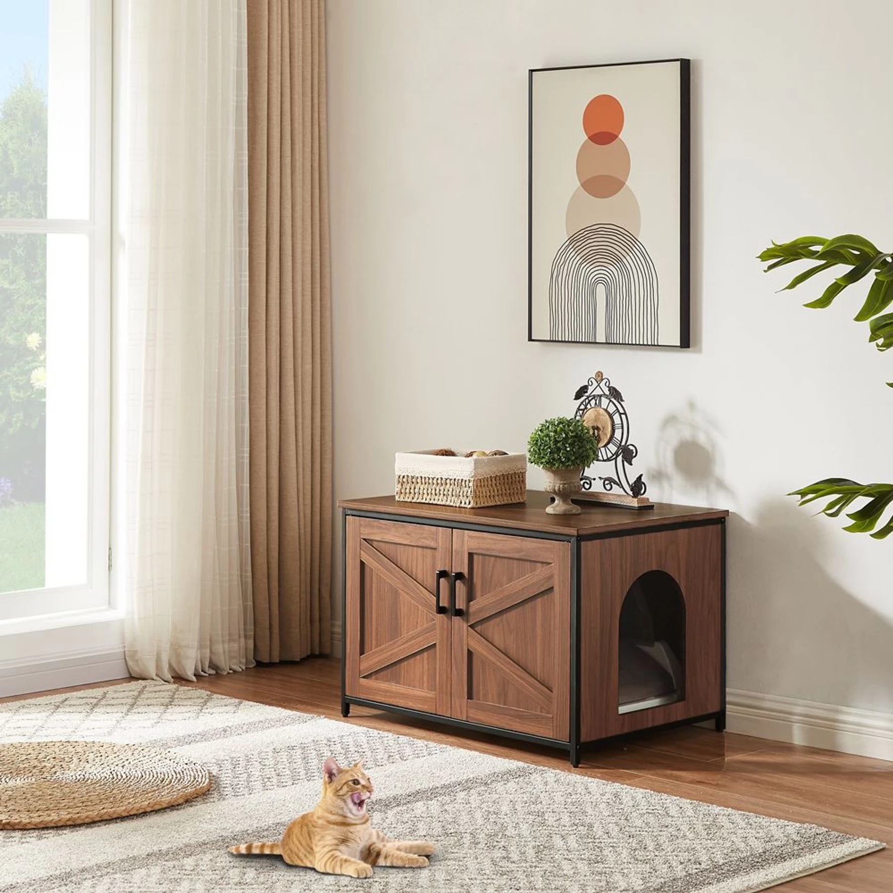 Unipaws Cat Litter Box Enclosure With Top Opening, Large 3 Unipaws Cat Litter Box Enclosure With Top Opening, Large