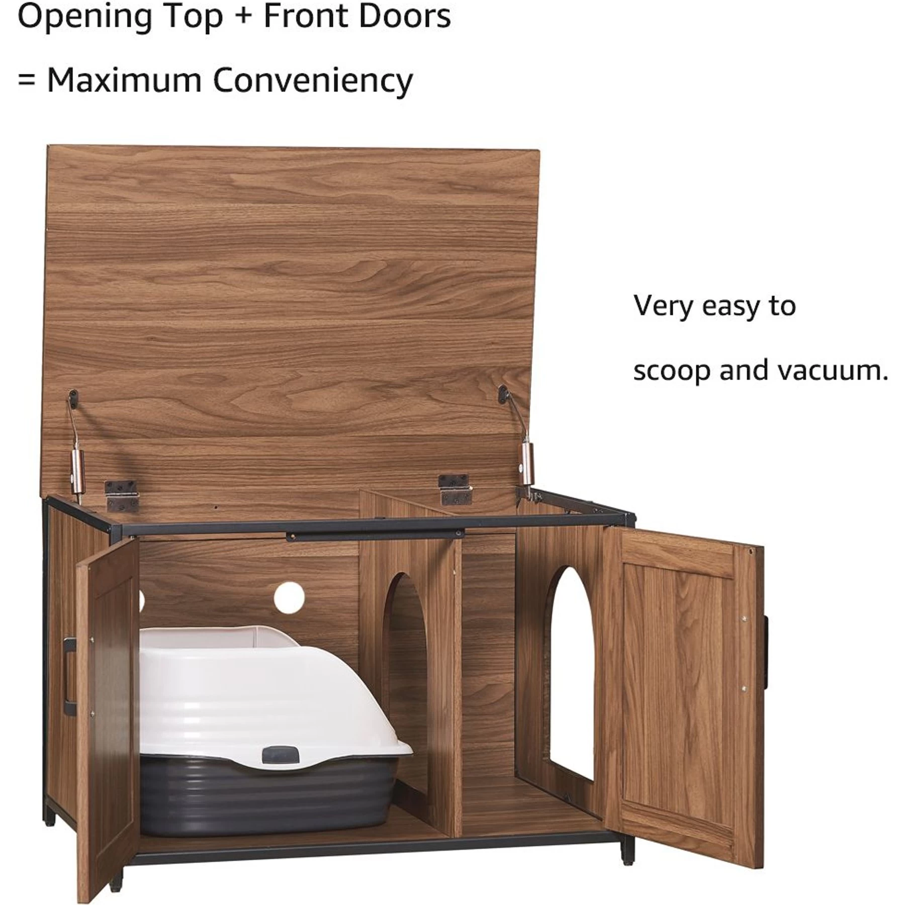 Unipaws Cat Litter Box Enclosure With Top Opening, Large 6 Unipaws Cat Litter Box Enclosure With Top Opening, Large - Image 4