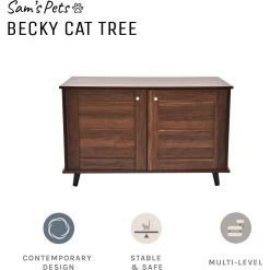 Sam's Pets Becky Box Enclosure End Table Cat Litter, Brown, Medium -Purrfect Litter Shop 713035 PT6. AC SS1800 V1669239519