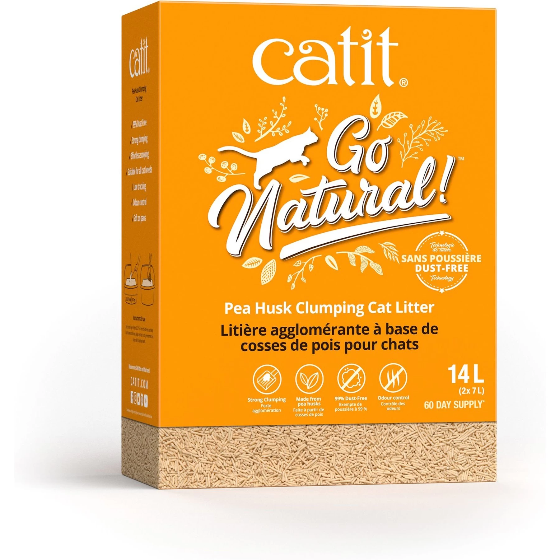 Catit Go Natural Pea Husk Clumping Cat Litter, Natural, 12.3-lb Bag 3 Catit Go Natural Pea Husk Clumping Cat Litter, Natural, 12.3-lb Bag