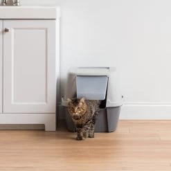 IRIS USA Enclosed Cat Litter Box With Front Door Flap & Scoop, Gray, Jumbo -Purrfect Litter Shop 846614 PT2. AC SS1800 V1683834899