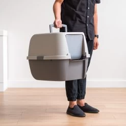 IRIS USA Enclosed Cat Litter Box With Front Door Flap & Scoop, Gray, Jumbo -Purrfect Litter Shop 846614 PT3. AC SS1800 V1683834929