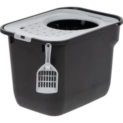 IRIS USA Square Top Entry Cat Litter Box With Scoop, Large