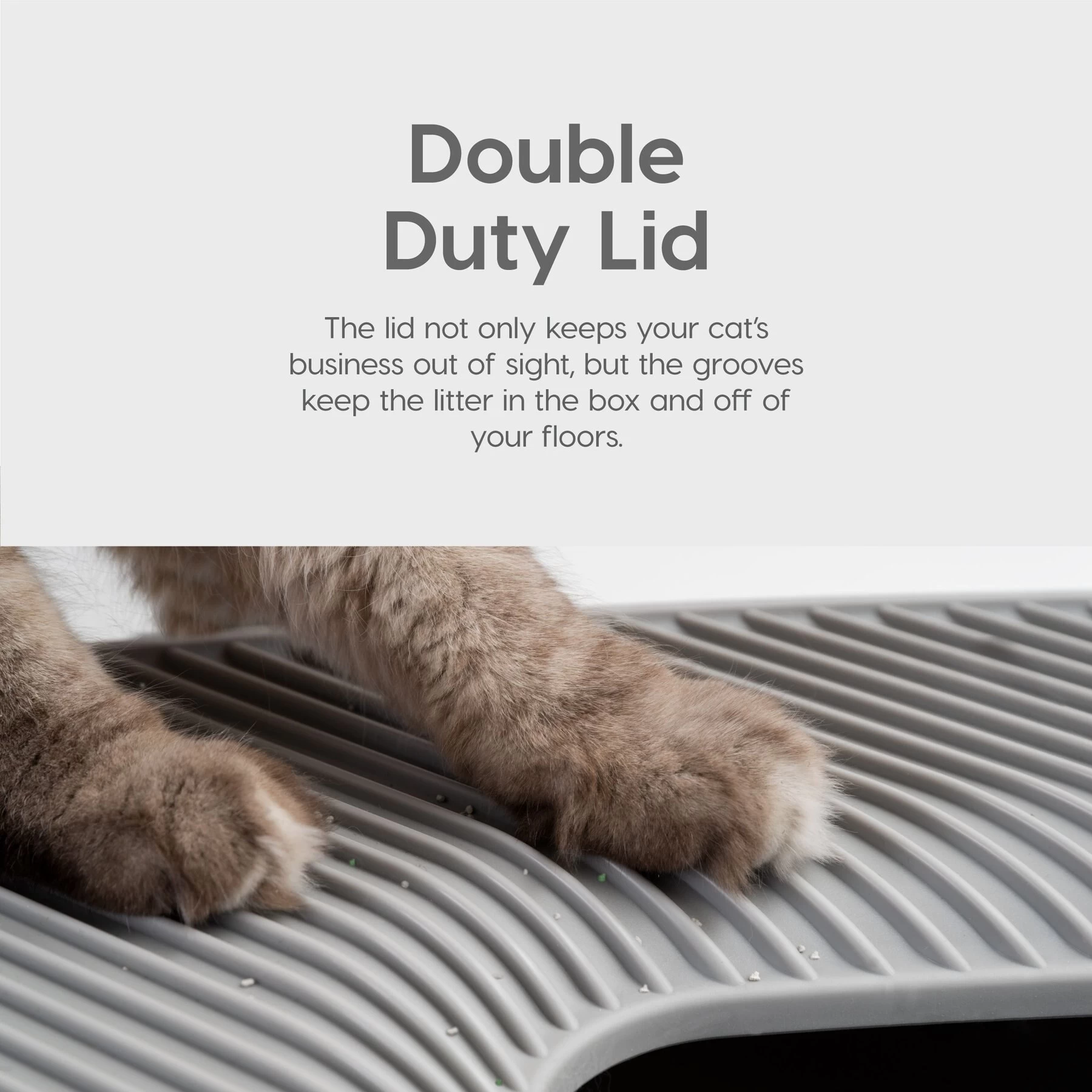 IRIS USA Premium Square Top Entry Cat Litter Box With Scoop, White & Gray, Large 6 IRIS USA Premium Square Top Entry Cat Litter Box With Scoop, White & Gray, Large - Image 4