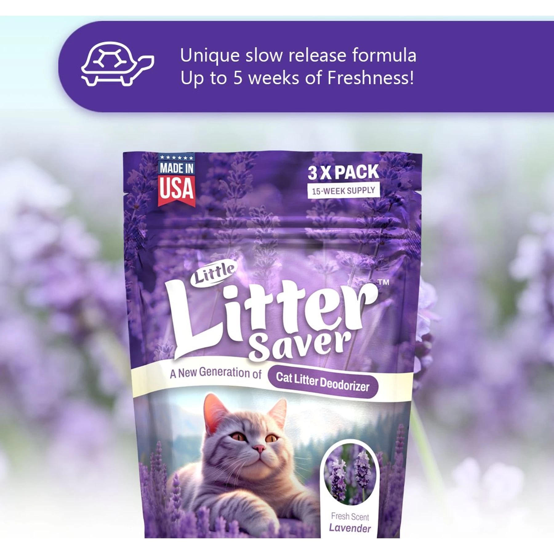 Little Litter Savers Natural Fresh Scent Lavender Cat Litter Deodorizer, 1-oz Bag, 3 Count 6 Little Litter Savers Natural Fresh Scent Lavender Cat Litter Deodorizer, 1-oz Bag, 3 Count - Image 4