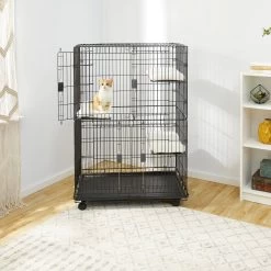 Frisco Collapsible Wire Cat Cage Playpen & Van Ness High Side Corner Cat Litter Pan, Blue -Purrfect Litter Shop 933382 PT3. AC SS1800 V1692305267
