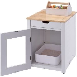 TRINITY 20-in Enclosure End Table With Drawer Cat Litter Box, White, Small 13 TRINITY 20-in Enclosure End Table With Drawer Cat Litter Box, White, Small -Purrfect Litter Shop 940742 PT2. AC SS1800 V1692300285