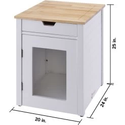 TRINITY 20-in Enclosure End Table With Drawer Cat Litter Box, White, Small 14 TRINITY 20-in Enclosure End Table With Drawer Cat Litter Box, White, Small -Purrfect Litter Shop 940742 PT3. AC SS1800 V1692303038