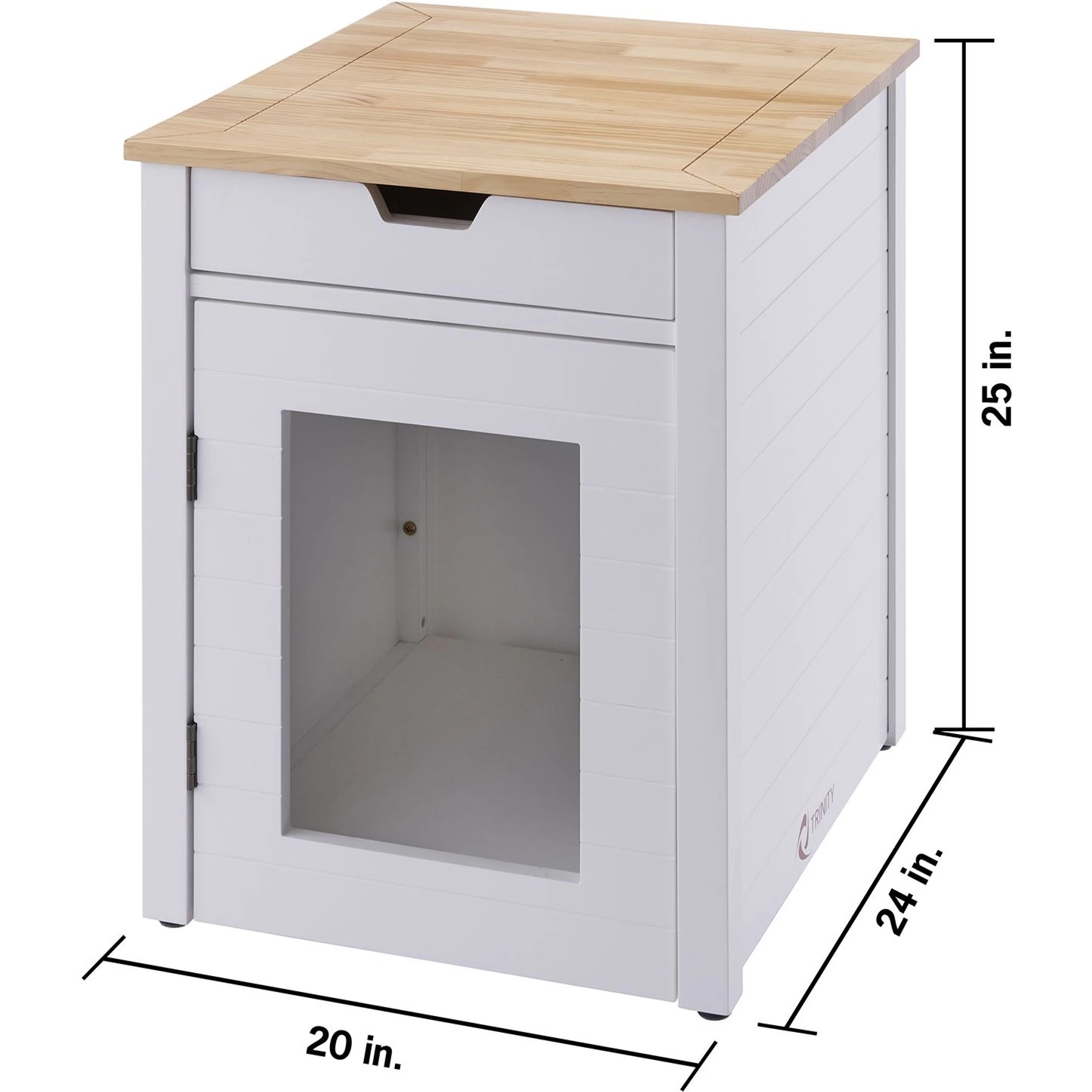 TRINITY 20-in Enclosure End Table With Drawer Cat Litter Box, White, Small 6 TRINITY 20-in Enclosure End Table With Drawer Cat Litter Box, White, Small - Image 4