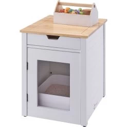 TRINITY 20-in Enclosure End Table With Drawer Cat Litter Box, White, Small 16 TRINITY 20-in Enclosure End Table With Drawer Cat Litter Box, White, Small -Purrfect Litter Shop 940742 PT5. AC SS1800 V1692301028