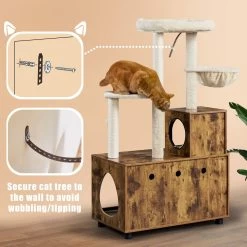 Yaheetech Cat Litter Box Enclosure Cat Tree & Condo, Rustic Brown & Beige -Purrfect Litter Shop 953326 PT5. AC SS1800 V1695056787